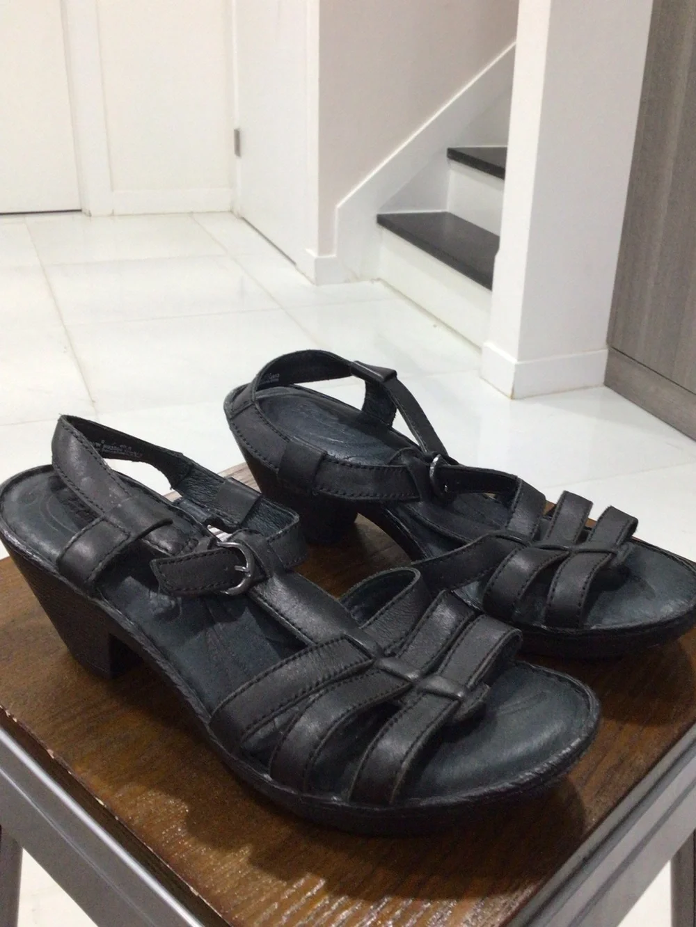 Born Black Strappy Block Heel Sandals
